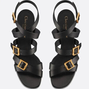 Christian Dior Double D Black Heeled Sandal Sz 37